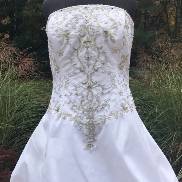 Taffeta Strapless Wedding/Gown, Beads & Embroidery NWT - Picture 2 of 10